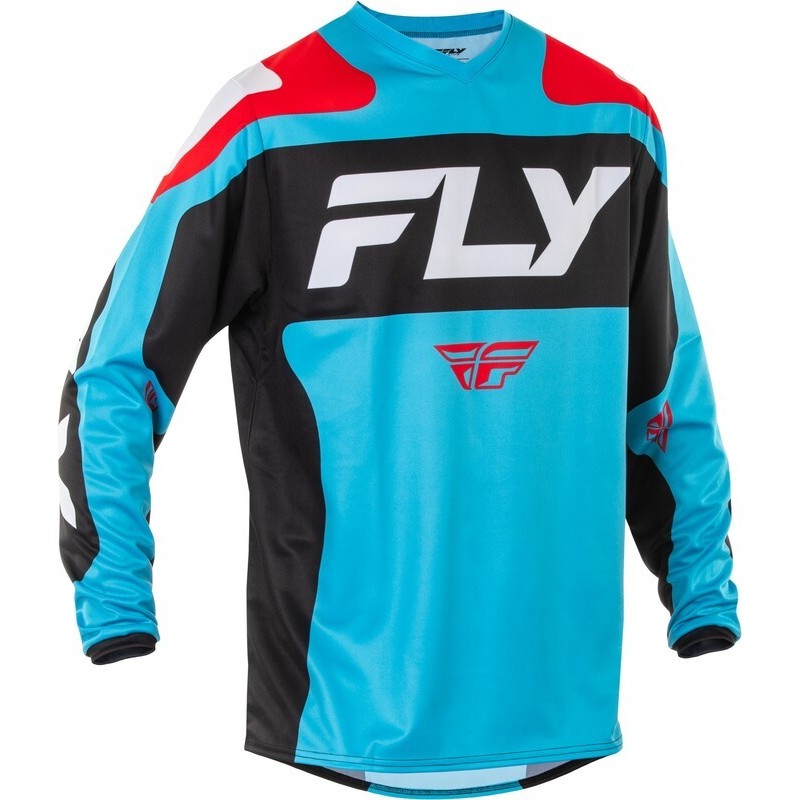 Maillot FLY RACING 2025 F-16 Bleu clair Rouge Noir Maillot FLY RACING 2025 F-16 Bleu clair Rouge Noir