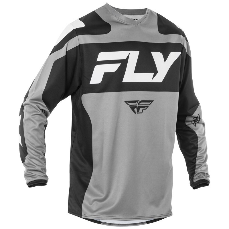 Maillot FLY RACING 2025 F-16 Gris Noir Blanc Maillot FLY RACING 2025 F-16 Gris Noir Blanc