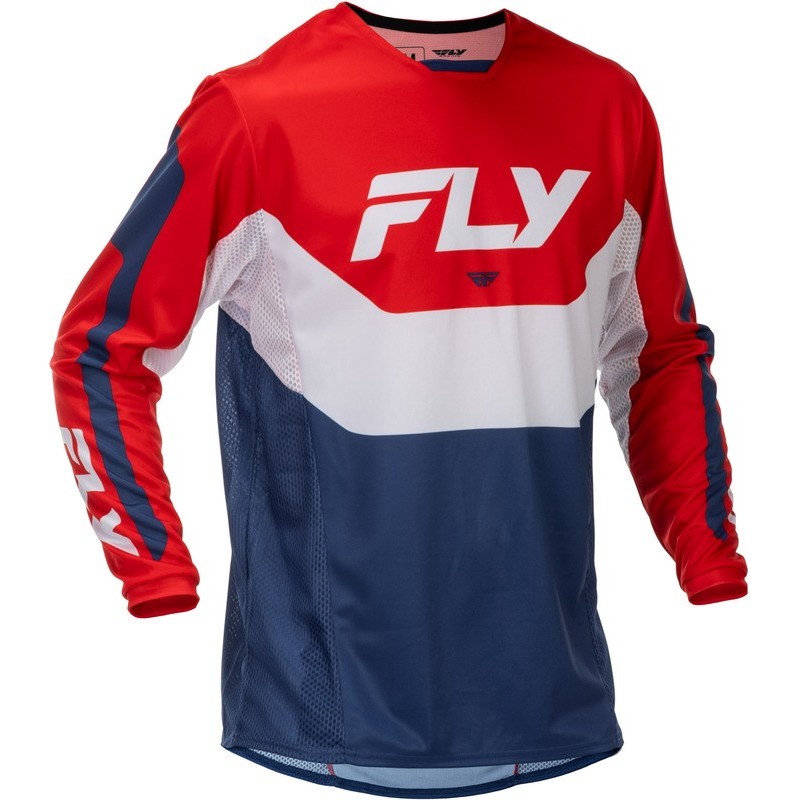 Maillot FLY RACING 2026 Kinetic Rouge Blanc Bleu Maillot FLY RACING 2026 Kinetic Rouge Blanc Bleu