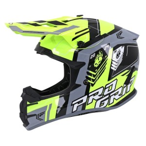 Casque Cross PROGRIP 3080 Spirit Jaune fluo Gris