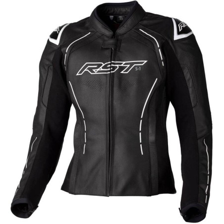 Blouson cuir RST femme S1 CE Noir Blanc