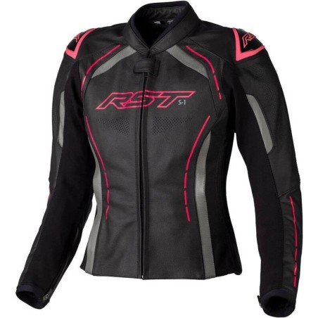 Blouson cuir RST femme S1 CE Noir Rose
