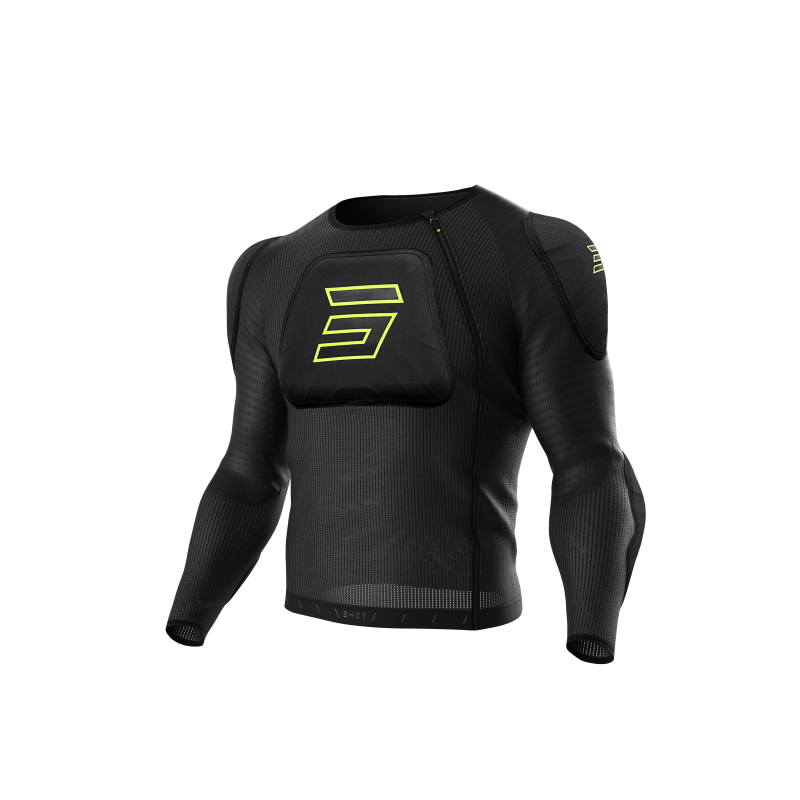 Gilet de protection SHOT 2026 Prime Noir Jaune Fluo