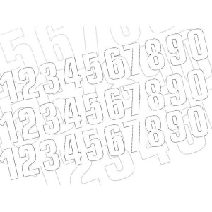 Kit numéros de course BLACKBIRD 0 à 9 130 x 70 mm blanc