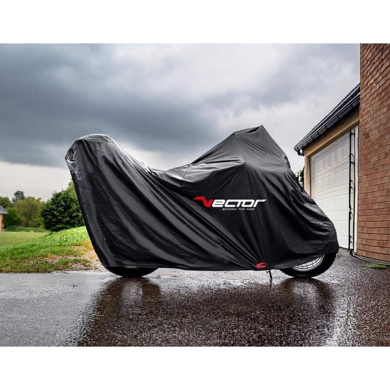 Housse de protection intérieure/extérieure VECTOR H20 pour moto/scooter avec top case - noir - L