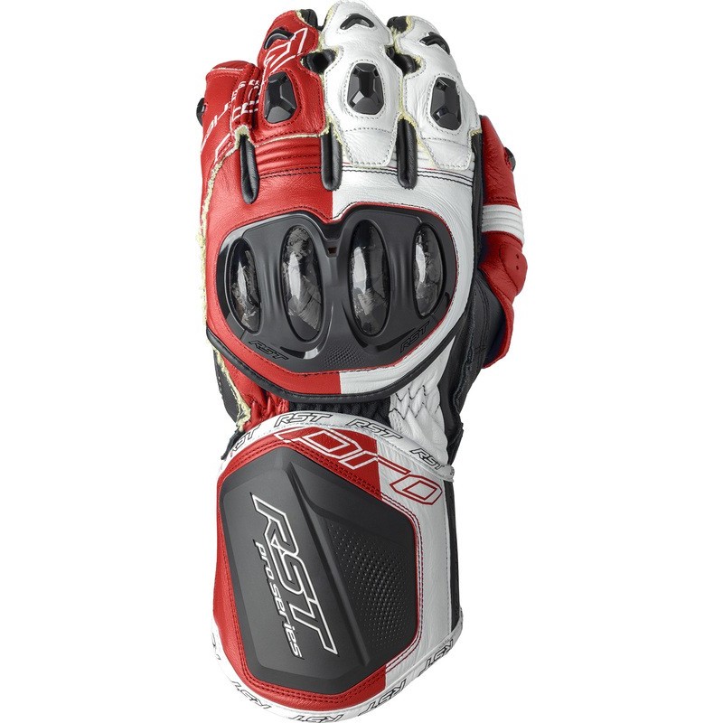 Gants cuir RST Pro Series GP D30 Blanc Rouge
