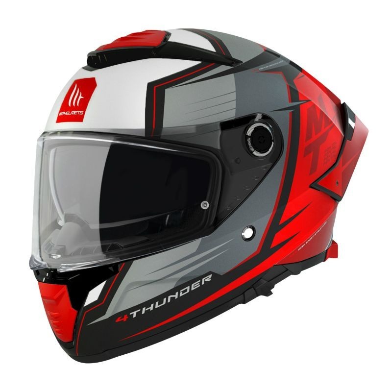 Casque MT THUNDER Gris Rouge Mat