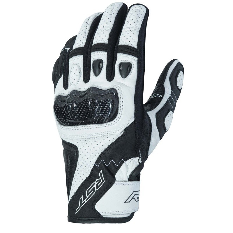 Gants RST Stunt 3 CE Cuir Textile Blanc Gants RST Stunt 3 CE Cuir Textile Blanc