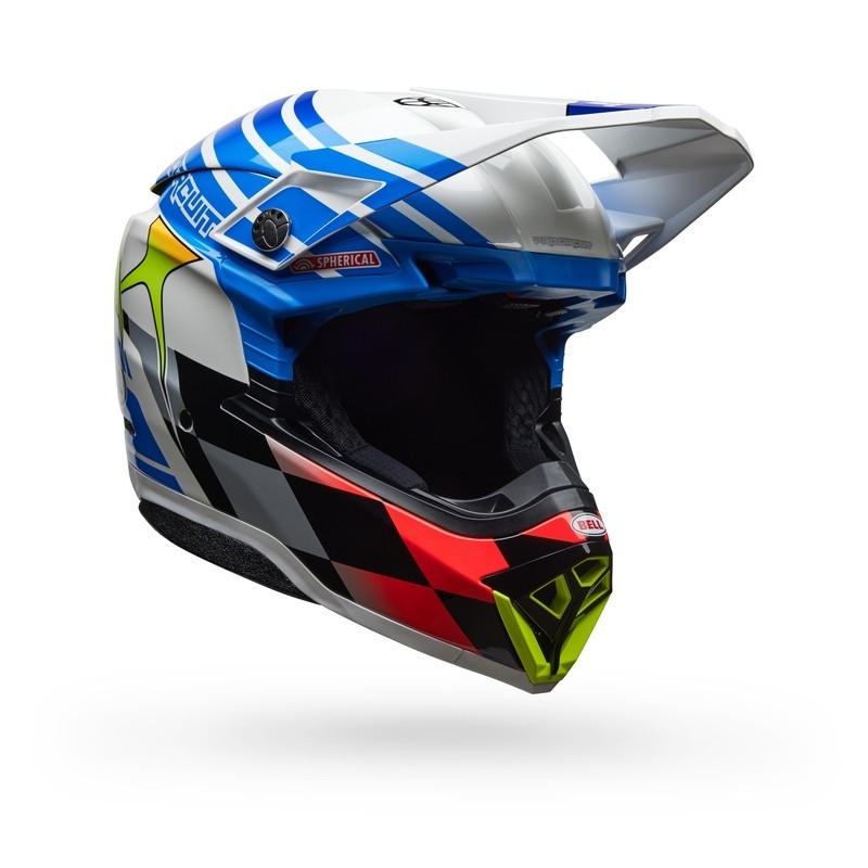 Casque BELL Moto-10 Spherical Pro Circuit 25 Bleu Blanc