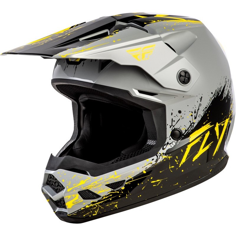 Casque enfant FLY RACING Kinetic Drip Gris Noir Jaune