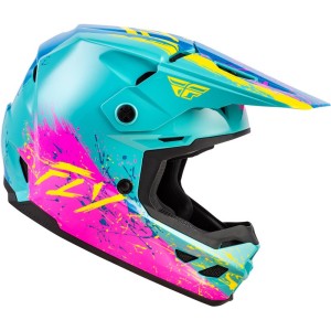 Casque enfant FLY RACING Kinetic Drip Turquoise Rose Jaune
