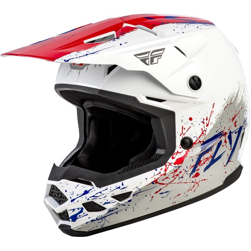 Casque enfant FLY RACING Kinetic Drip Rouge Blanc Bleu