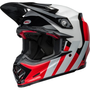 Casque BELL Moto-9S Flex Hello Cousteau Stripes Rouge Blanc