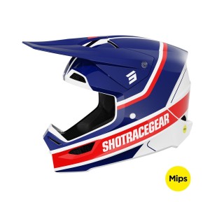 Casque cross Shot 2025 Race Mythic - Bleu Rouge Brillant