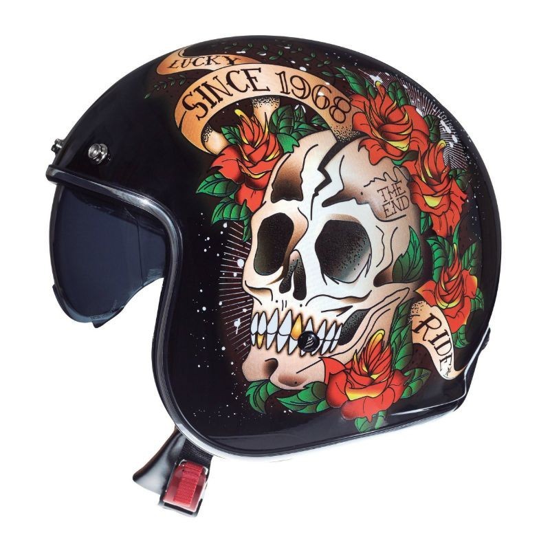 Casque MT LE MANS 2 SV A1 Skull & Roses A1 Noir brillant
