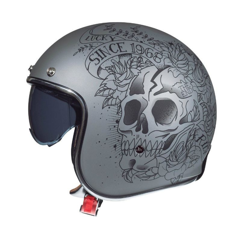 Casque MT LE MANS 2 SV A1 Skull & Roses A2 Argent Mat