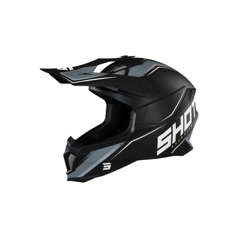 Casque cross Shot 2022 Lite Prism - Noir Blanc Mat Casque cross Shot 2022 Lite Prism - Noir Blanc Mat