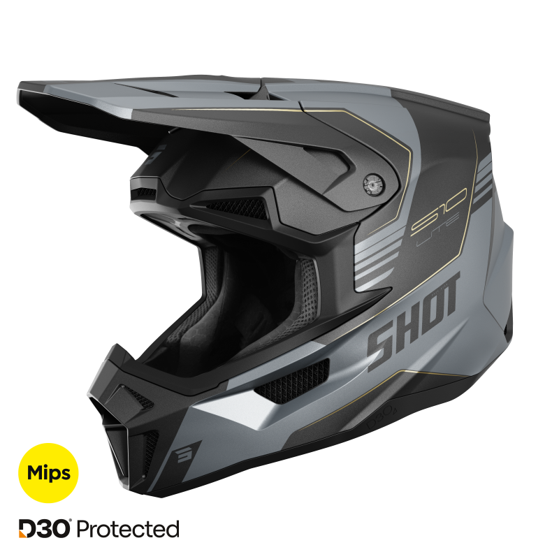 Casque cross Shot Lite S10 2026 - Noir/Gris Mat Casque cross Shot Lite S10 2026 - Noir/Gris Mat