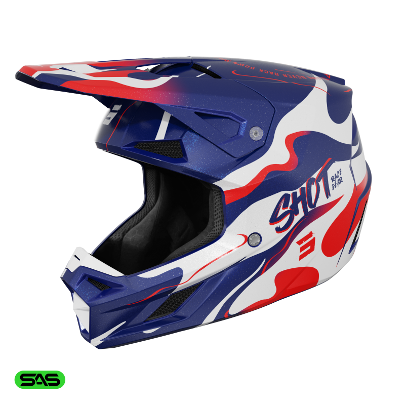 Casque SHOT 2026 Speed Beast Bleu Rouge Satin