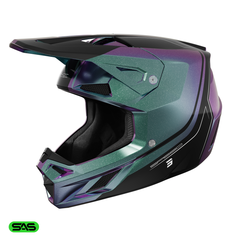 Casque cross Shot Speed Fury 2026 - Cameleon Brillant Casque cross Shot Speed Fury 2026 - Cameleon Brillant