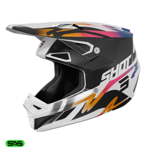 Casque cross Shot Speed Wave 2026 - Noir/Blanc Satin