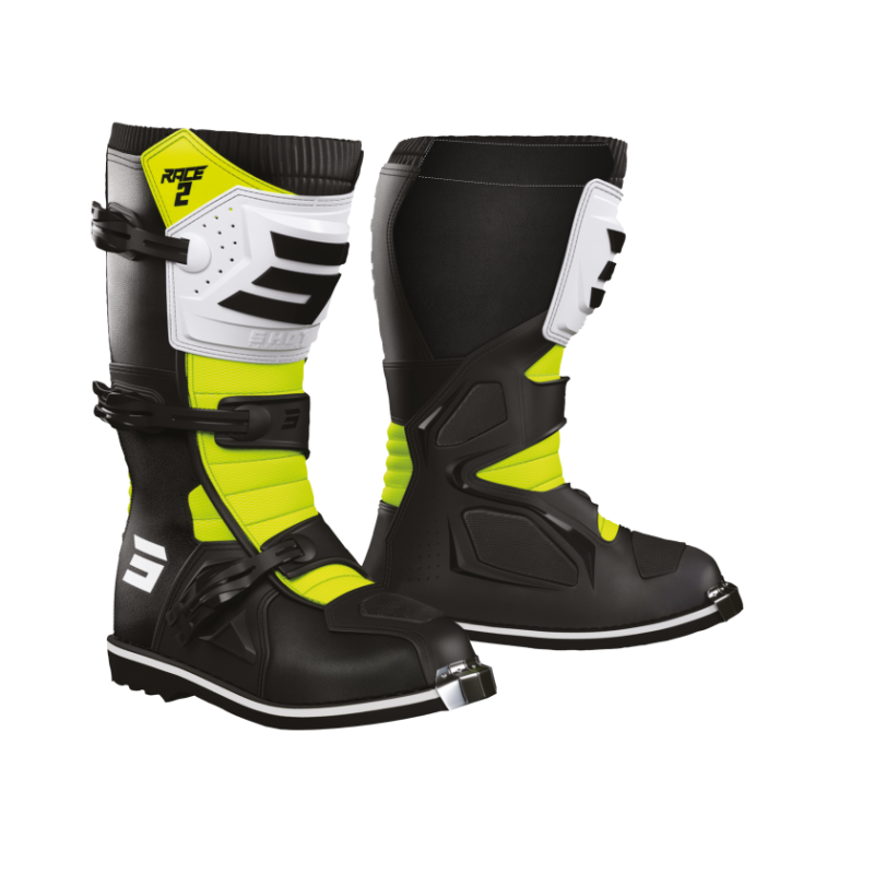 Bottes Enfant SHOT 2026 Race 2 Noir Jaune Blanc Bottes Enfant SHOT 2026 Race 2 Noir Jaune Blanc