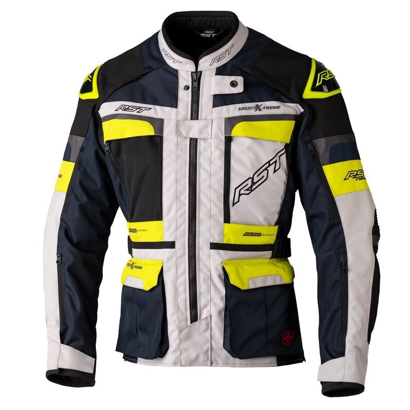 Veste RST Race Dept Adventure X-treme CE textile Argent Navy Jaune Veste RST Race Dept Adventure X-treme CE textile Argent Navy Jaune