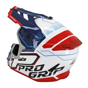 Casque Cross PROGRIP 3080 Adventure Blanc Bleu Rouge