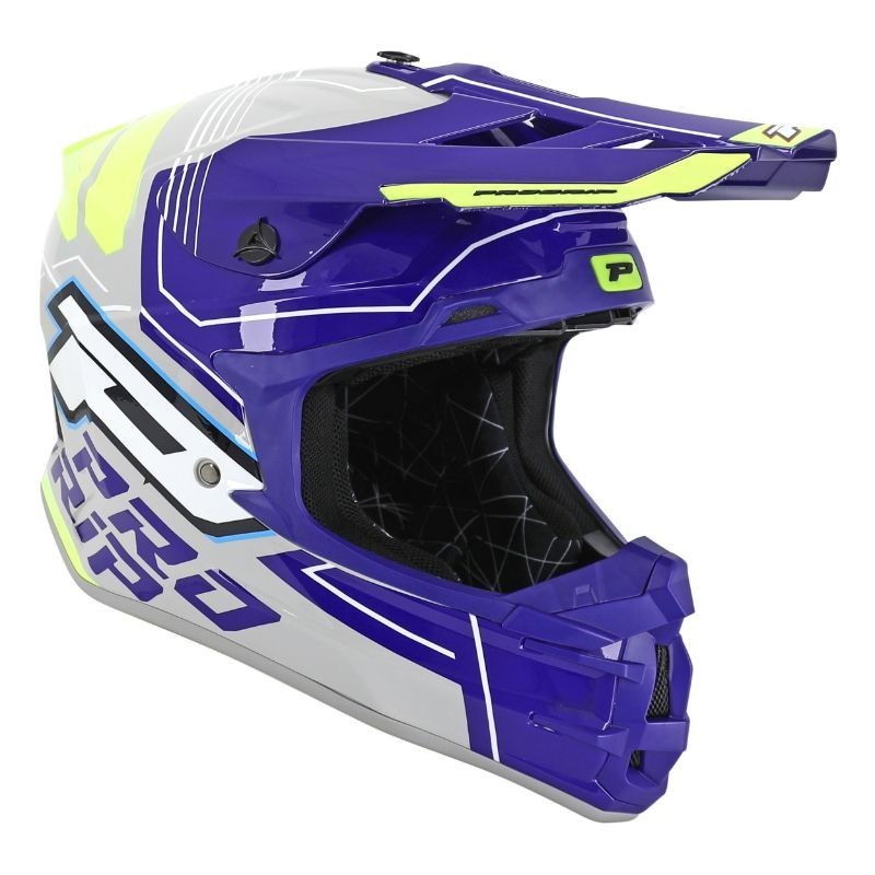 Casque Cross PROGRIP 3080 Adventure Gris Bleu Jaune