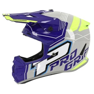 Casque Cross PROGRIP 3080 Adventure Gris Bleu Jaune