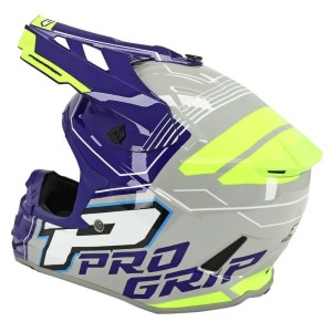 Casque Cross PROGRIP 3080 Adventure Gris Bleu Jaune