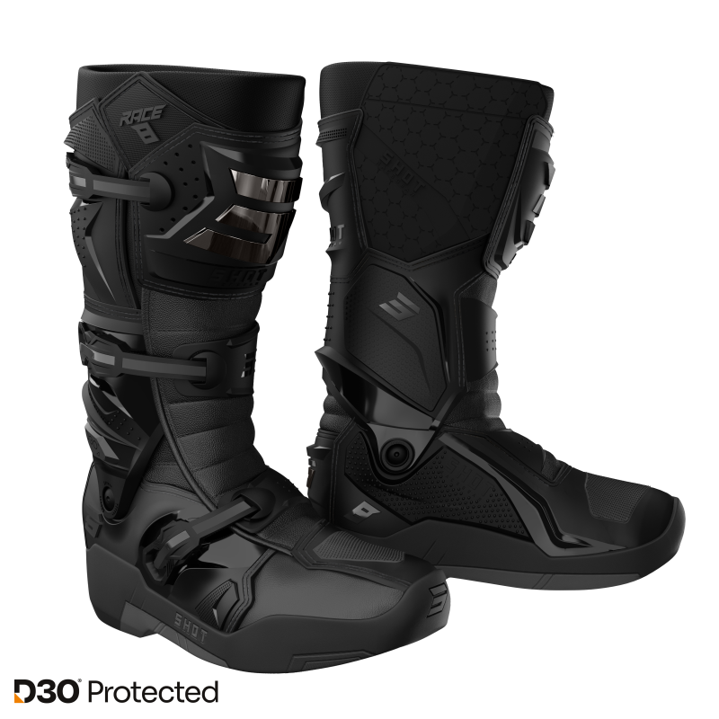 Bottes SHOT 2026 Race 8 Noir Chromé Bottes SHOT 2026 Race 8 Noir Chromé