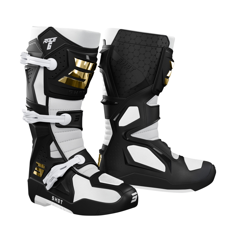 Bottes SHOT 2026 Race 6 Noir Blanc Or