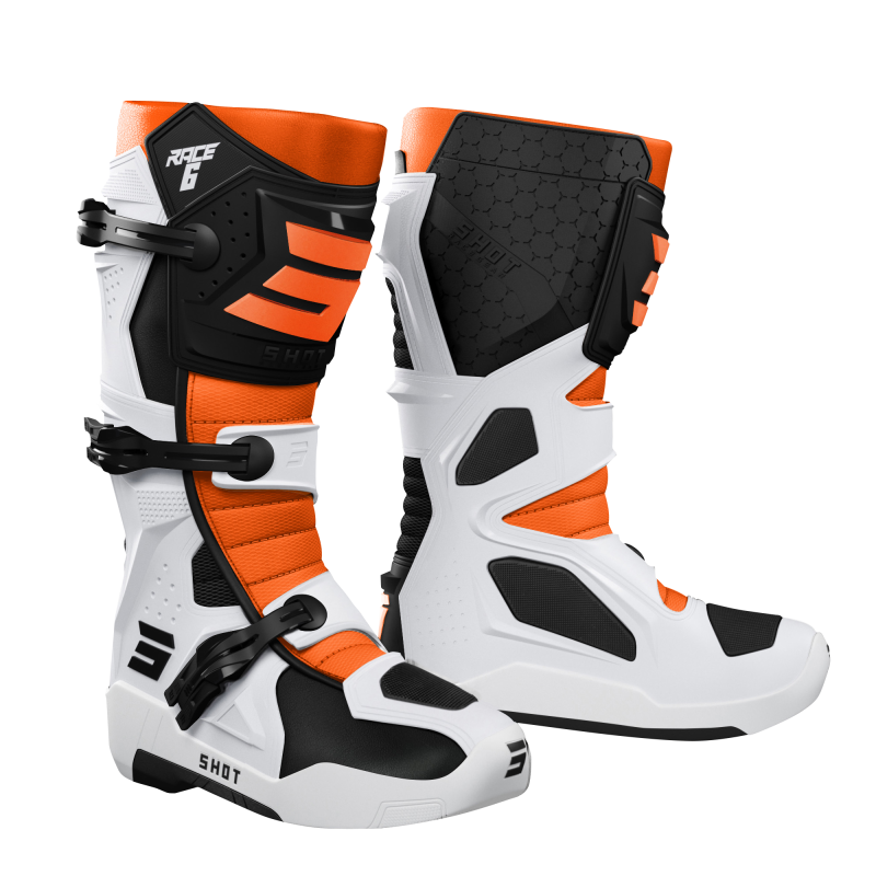 Bottes SHOT 2026 Race 6 Noir Blanc Orange Bottes SHOT 2026 Race 6 Noir Blanc Orange